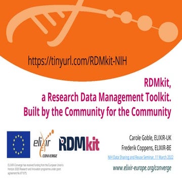 RDMkit, a Research Data Management Toolkit.  Built by the Community for the ...