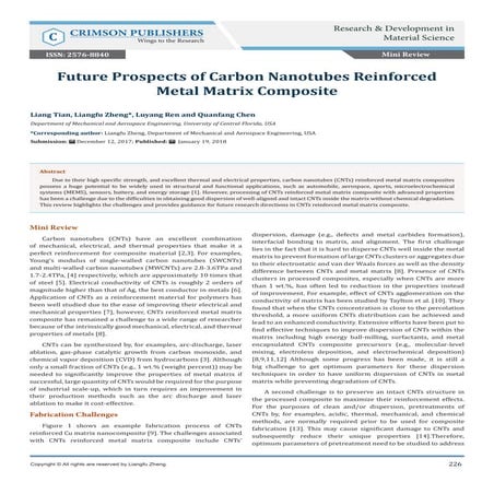Future Prospects of Carbon Nanotubes Reinforced Metal Matrix Composite ...