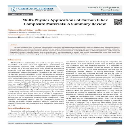 Multi-Physics Applications of Carbon Fiber Composite Materials: A Summary Rev...