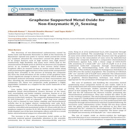 Graphene Supported Metal Oxide for Non-Enzymatic H2O2 Sensing - Crimson Publi...