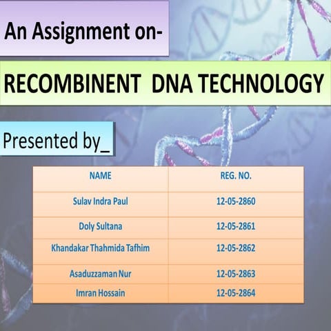 R dna | PPT | Biotech and Biomedical Industry | Industries