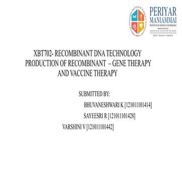 Recombinant DNA technology Power point presentation