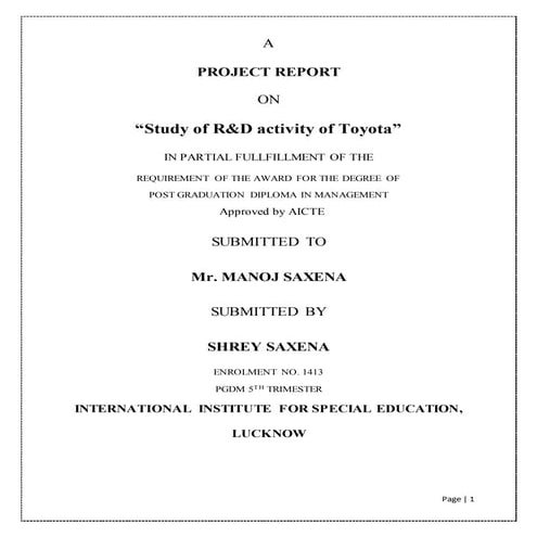 R&d of toyoto | DOCX