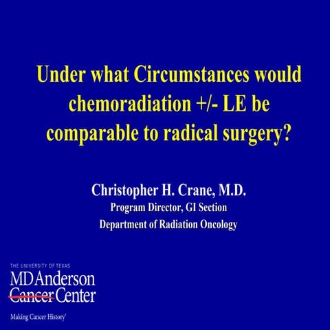 Chemoradiation vs Surgery for rectal cancer