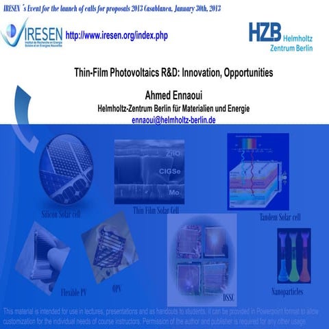 Thin-Film Photovoltaics R&D: Innovation, Opportunities_Ennaoui