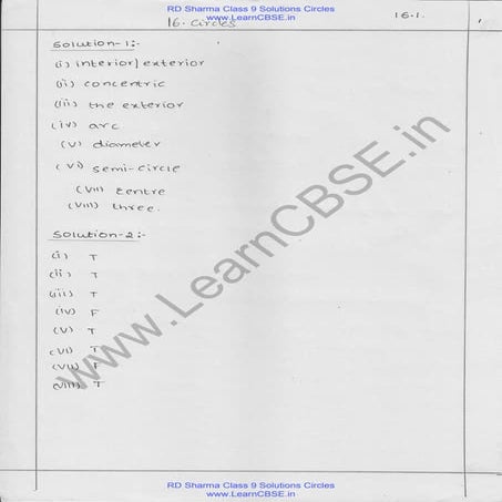 Rd sharma class 9 solutions chapter 16 circles pdf