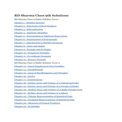 Rd sharma class9thsolutions