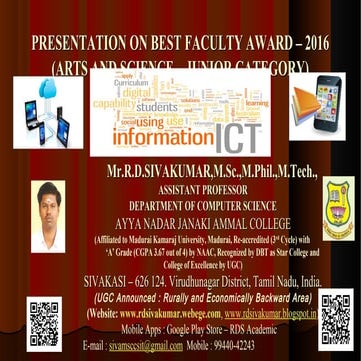 Presentation on Best Faculty Award 2016 - R.D.Sivakumar