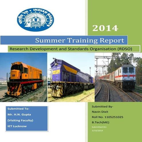 RDSO Manaknagar training report COVER PAGE