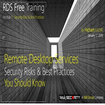 [RDS /Remote Desktop Services] Lesson 1 : Security Risks & Best Practices You...