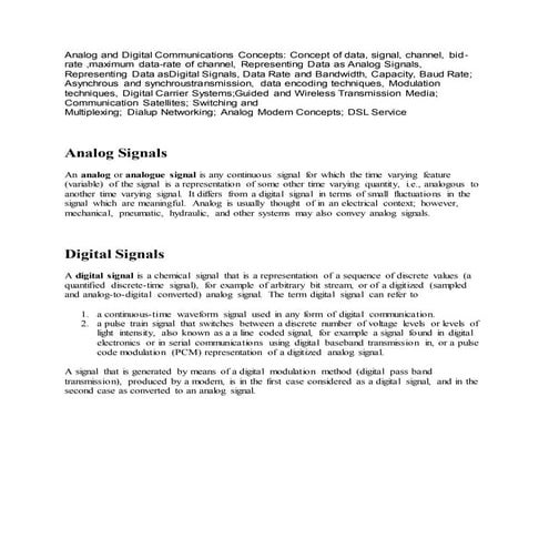 Digital and Analog--Bachelor of Computer Application