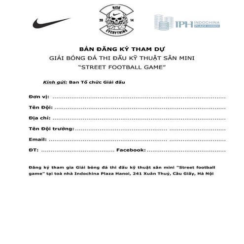 Street Football Registration Form | PDF