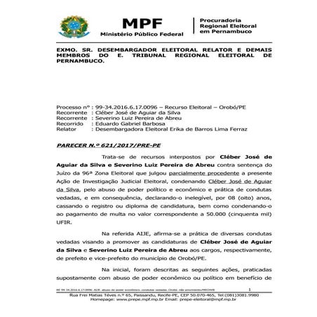 MPF acusa prefeito de Orobó de compra de votos com presentes de Dia das Mães
