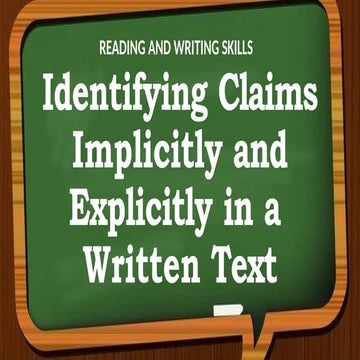 Reading and Writing/ Critical Reading, types of claims | PPTX