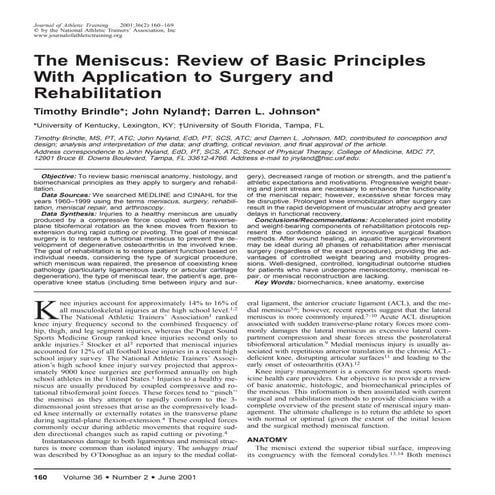 Reabil e princ básicos no tto meniscal