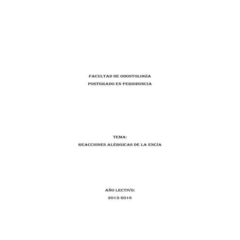 Reacciones alergicas de la encia