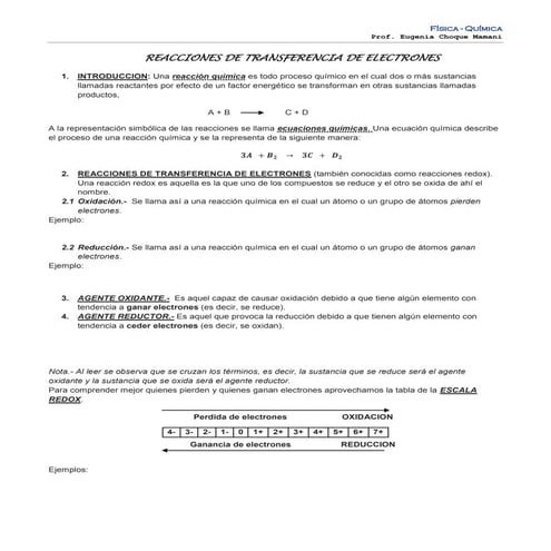 Reacciones de transferencia de electrones