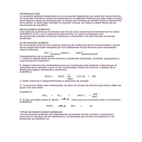 Reacciones quim, balanceo y taller