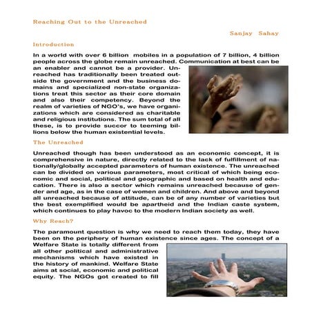 Reaching out to the unreached