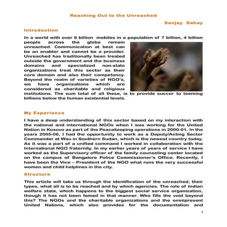 Reaching out to the unreached