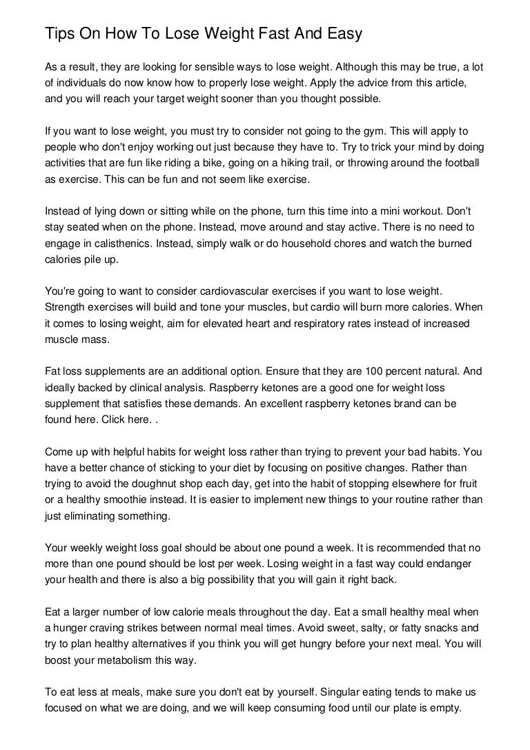 Tips On How To Lose Weight Fast And Easy