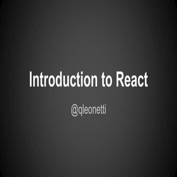 Introduction to React | PPT