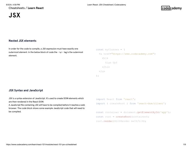 React cheetsheet. This is cheetsheet note of  react