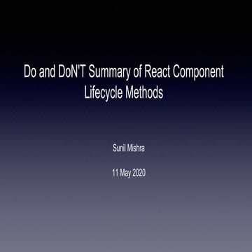 Do and Don't summary of React Component Lifecycle Methods
