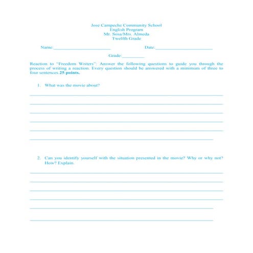 Reaction for freedom writers revised