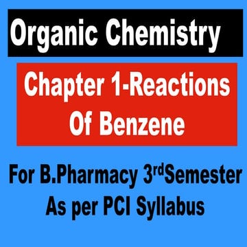 Pharmaceutical Organic Chemistry|Chapter1-Reactions of Benzene| B.Pharmacy 3r...