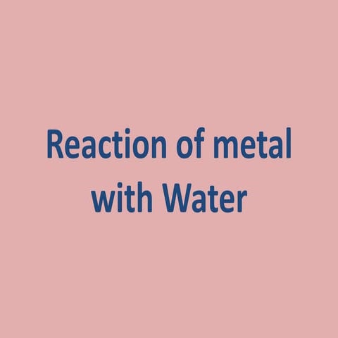 Reaction of metals with water 