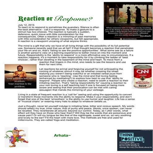 Reaction Or Response Pdf