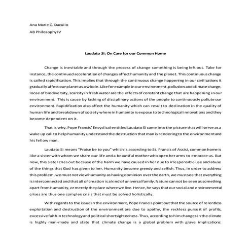 Laudato Si- Encyclical Of Pope Francis on Environment | PPTX