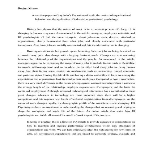 Reaction paper 2 work