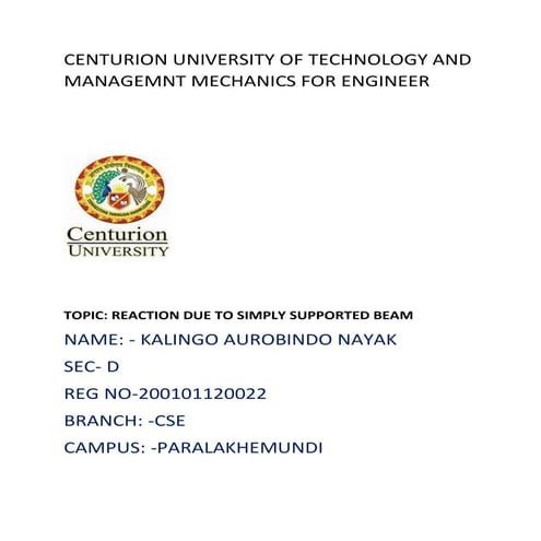 Reactions of simply supported beams