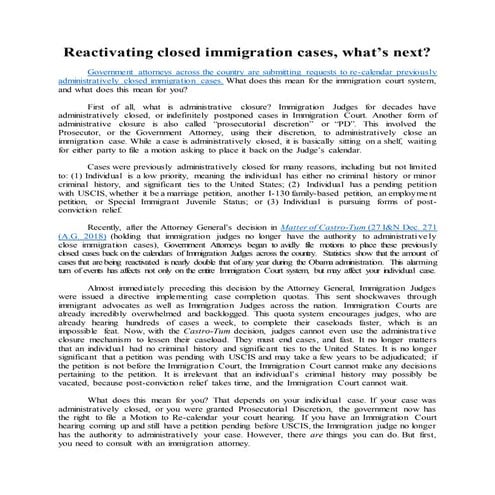 Reactivating closed immigration cases, what’s next?