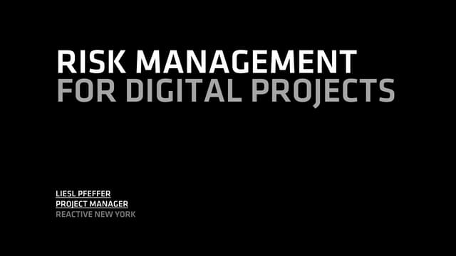 Risk Management for digital projects