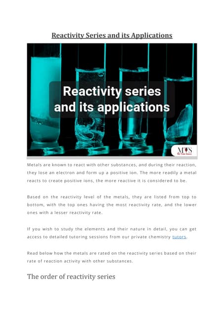 Displacement Reaction and Reactivity Series.docx