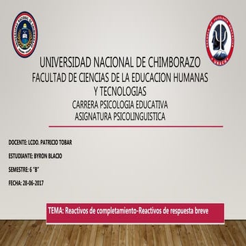 Reactivos de completacion y respuesta breve