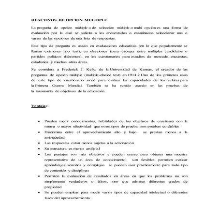 Reactivos de opcion multiple  