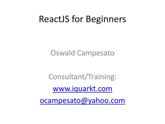 Presentation on "An Introduction to ReactJS" | PPT image.