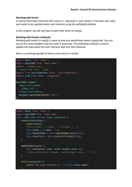 React js t7 - forms-events | PDF | Web Development | Internet