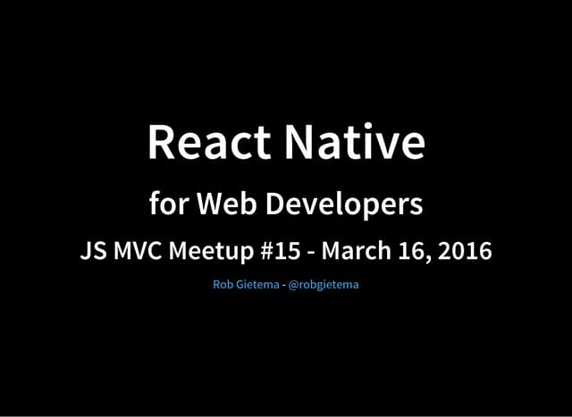 React Native: JS MVC Meetup #15