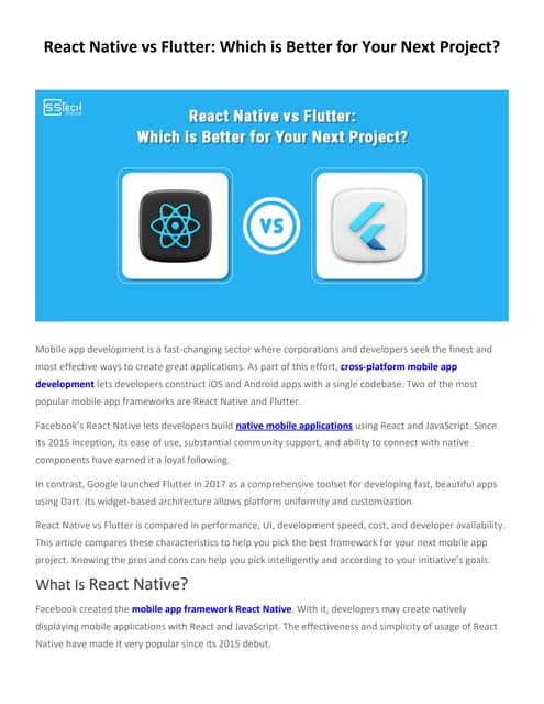 React Native Vs Flutter Sstech System Pdf React Native Vs Flutter Sstech System Pdf