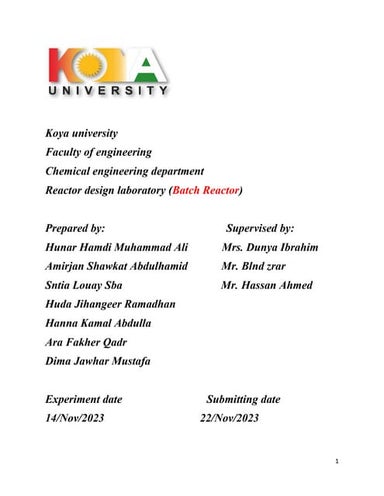 reactor design batch reactor