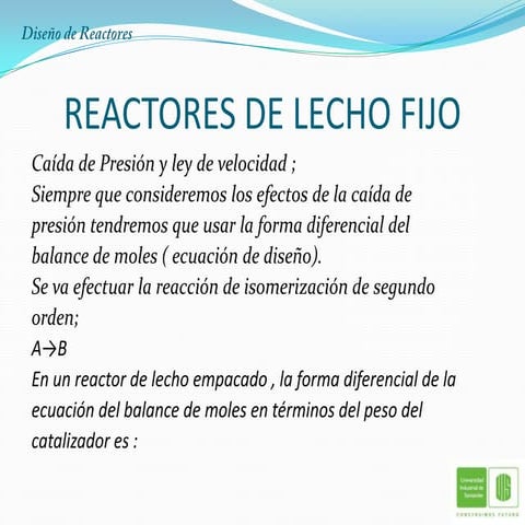 REACTORES DE LECHO FIJO