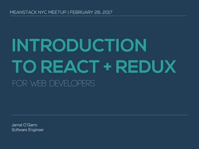 React + Redux for Web Developers