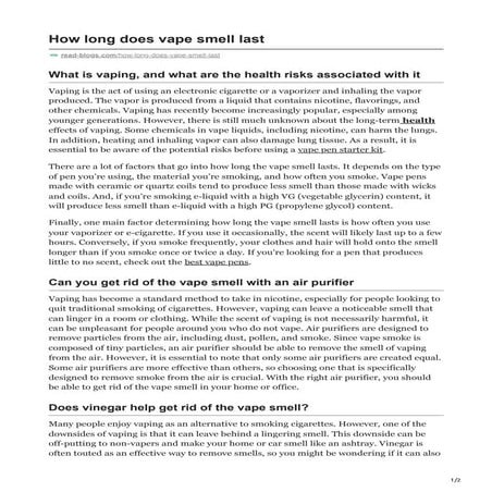 How Long Does Vape Smell Last