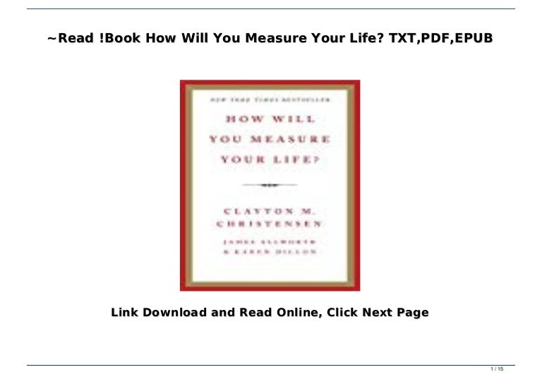 Read !Book How Will You Measure Your Life? TXT,PDF,EPUB