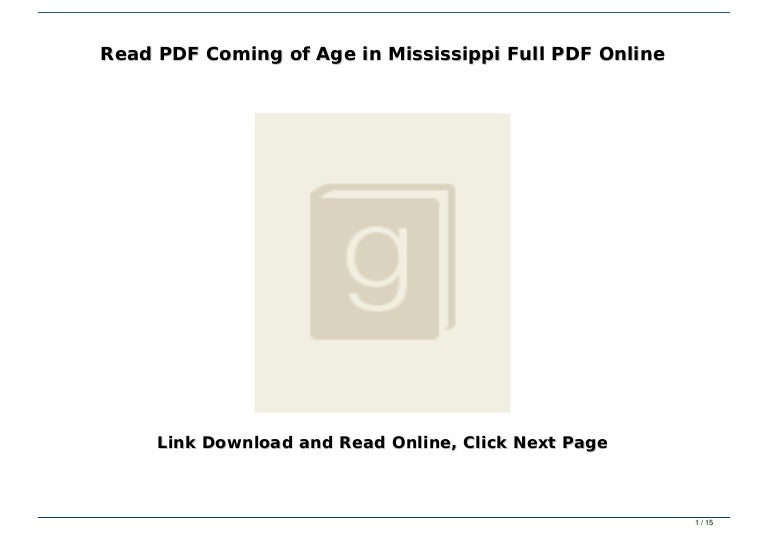 Read PDF Coming of Age in Mississippi Full PDF Online
